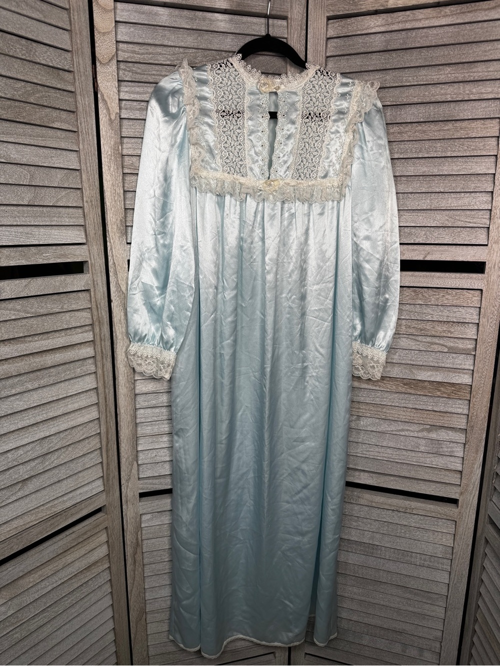 Vintage Christian Dior Blue Lace Maxi Nightgown S